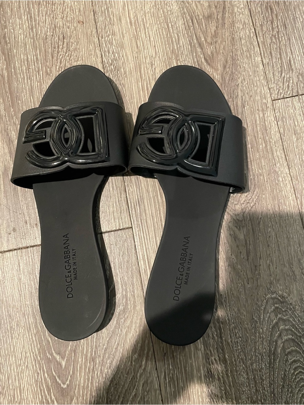 Dolce & Gabbana Black Logo Slide Sandals
